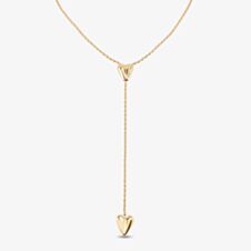 UNOde50 Cupido 18ct Gold Plated Two Hearts Y Shaped Adjustable Necklace COL1884ORO0000U