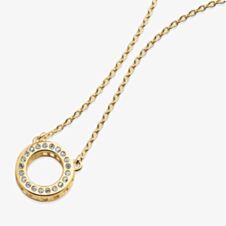 Lucy Quartermaine Gold Vermeil Art Deco White Topaz Halo Necklace ADP3G