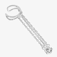 Lucy Quartermaine Silver Art Deco Single Ear Cuff And Stud With Chain ADCU2