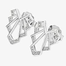 Lucy Quartermaine Silver Art Deco White Topaz Chrysler Stud Earrings ADS4