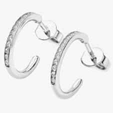 Lucy Quartermaine Silver Skinny Drip White Topaz Hoop Earrings SDER1