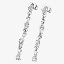 Lucy Quartermaine Silver Skinny Drip White Topaz Dropper  Earrings SDER2