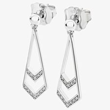 Lucy Quartermaine Silver Art Deco Tie White Topaz Dropper Earrings ADER4