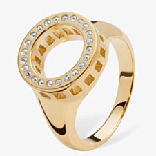 Lucy Quartermaine Gold Vermeil Art Deco White Topaz Open Circle Ring ADR1GL