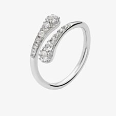 Lucy Quartermaine Silver Topaz Cross Over Skinny Drop Ring SDR2