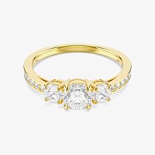 Swarovski Stilla Gold Tone Plated Three Stone White Zirconia Ring 5723293