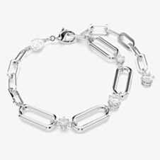 Swarovski Dextera Rhodium Plated Paper Link Chain Bracelet 5683353