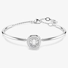 Swarovski Dextera Rhodium Plated Round White Crystal Bangle 5733399