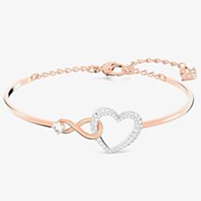 Swarovski Infinity Heart Two Colour White Crystal Bangle 5518869 M