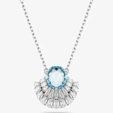 Swarovski Idyllia Rhodium Plated Blue Crystal Shell Necklace 5689195