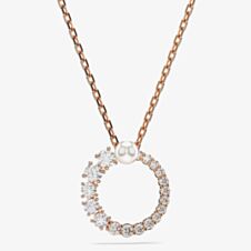 Swarovski Matrix Rose Gold Tone Plated Crystal Pearl Circle Necklace 5692265