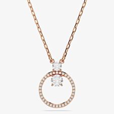 Swarovski Constella Rose Gold Tone Plated Round White Pave Necklace 5692266