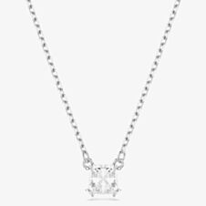 Swarovski Stilla Rhodium Plated Square Cubic Zirconia Necklace 5701903