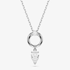 Swarovski Mesmera Rhodium Plated Pear Cut Zirconia Halo Pendant Necklace 5723146