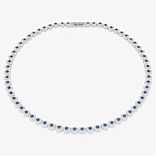 Swarovski Una Angelic Rhodium Plated Blue & White Crystal Tennis Necklace 5733402