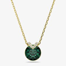 Swarovski Bella Gold Tone Plated Round Green Crystal Pendant Necklace 5735387