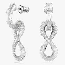 Swarovski Hyperbola Rhodium Plated White Infinity Dropper Earrings 5679793