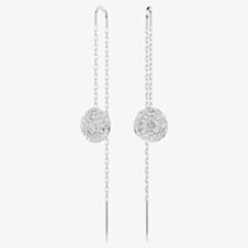 Swarovski Meteora Rhodium Plated Crystal Disc Chain Dropper Earrings 5683448