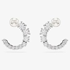 Swarovski Matrix Rhodium Plated Circle Pearl & Crystal Earrings 5692260
