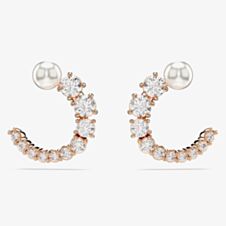 Swarovski Matrix Rose Gold Tone Plated Crystal Pearl Half Hoop Earrings 5692264