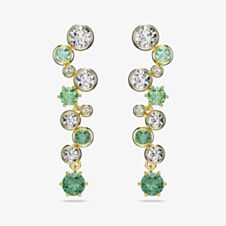 Swarovski Constella Gold Tone Plated Green & White Crystal Drop Earrings 5732248