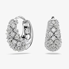 Swarovski Sublima Rhodium Plated White Zirconia Hoop Earrings 5732282
