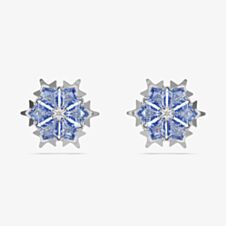 Swarovski Magic Rhodium Plated Blue Zirconia Snowflake Stud Earrings 5734242