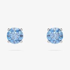Swarovski Stilla Attract Rhodium Plated Round Blue Zirconia Stud Earrings 5734250