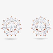 Swarovski Sunshine Rose Gold Tone White Crystal Stud Earrings 5459597