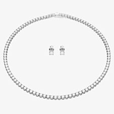 Swarovski Matrix White Tennis Necklace & Earrings Jewellery Set 5647730