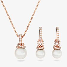 Swarovski Originally Rose Gold Tone Crystal Pearl Jewellery Set 5672835