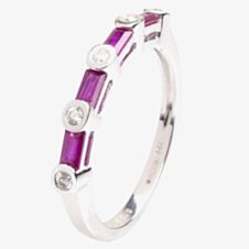18ct White Gold Diamond and Ruby Half Eternity Ring 18DR383-R-W