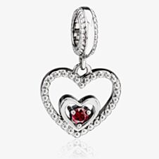 Rosa Lea January Birthstone Heart Dangle Charm AM-2THB004204-Dark Red