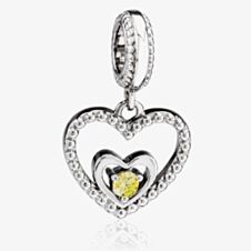 Rosa Lea November Birthstone Heart Dangle Charm AM-2THB004204-Yellow