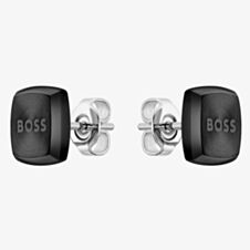 BOSS Yann Black IP Stainless-Steel Square Stud Earrings 1580474
