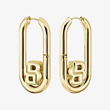 BOSS Double B Swing Gold Tone Oval Hoop Earrings 1580629