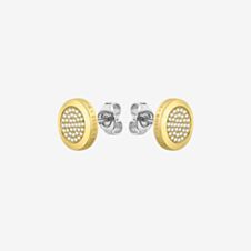 BOSS Gold Tone Crystal Round Stud Earrings 1580297