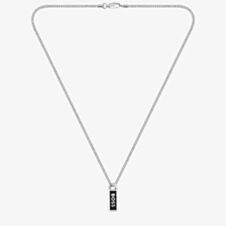 BOSS Mens Silver Kassy Emblem Logo Tag Necklace 1580677
