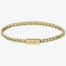 BOSS Mens Gold-Tone 19cm Curb Bracelet 1580172M