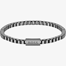BOSS Mens Grey-Tone 19cm Chain Bracelet 1580290