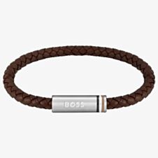 BOSS Brown Braided Leather Bracelet 1580623