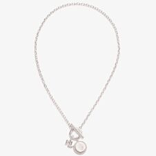 Lauren Ralph Lauren Silver Logo & Shield Charm T-Bar Necklace 14N00245