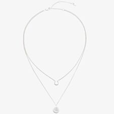 Lauren Ralph Lauren Silver Horseshoe & Logo Disc Double Row Necklace 14N00242