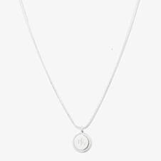 Lauren Ralph Lauren Silver 15 Inch Round Logo Pendant Necklace 14N00444