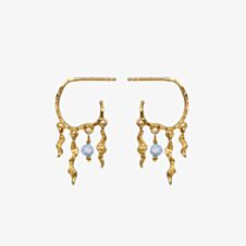 Maanesten Bayou Gold Plated Blue Opal Hoop Dropper Earrings 9664A