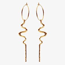 Maanesten Mia Creol Gold Plated Wavy Hoop Dropper Earrings 9372A