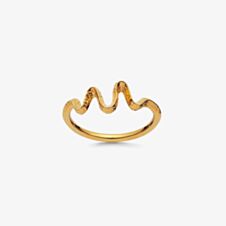 Maanesten Sonar Gold Plated Hammered Wave Ring 4727A
