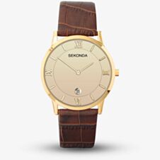 Sekonda Classic Champagne & Brown Leather Watch 1041