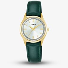 Lorus Ladies Classic Two Tone Green Leather Strap Watch RG216YX9