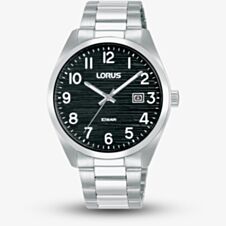 Lorus Mens Classic Silver Tone Black Dial Watch RH905RX9